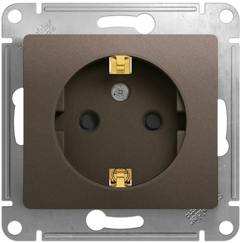 Розетка с заземлением без рамки Systeme Electric Glossa 1-м. шторки шоколад фото Розетка с заземлением без рамки Systeme Electric Glossa 1-м. шторки шоколад картинка